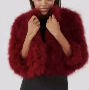 BCBGMaxAzria Deep Red Faux Fur Sweater